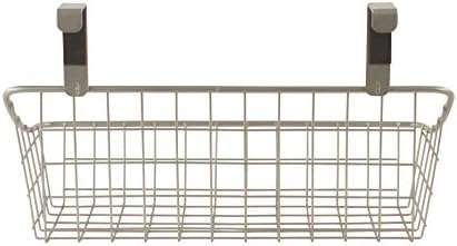 Spectrum Small Hanging Over Cabinet Door Kitchen Storage Organizer Basket Satin Nickel Wire Basket for Cleaning Supplies Washcloths Hand Towels, Cabinet Hanging Basket Fits Doors Up To 0.75 Inch Thick - Image 5
