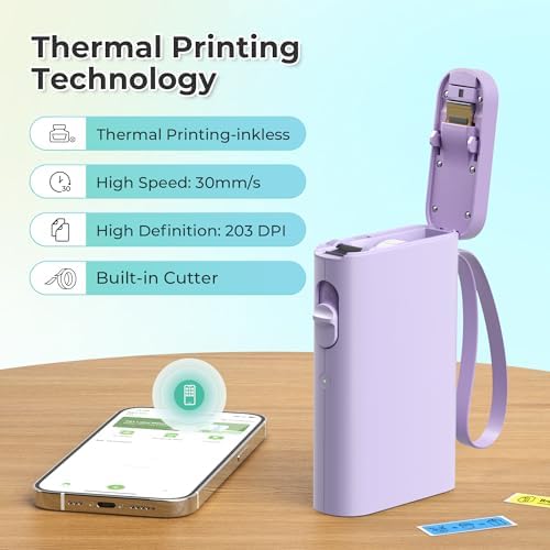 Nelko P21 Label Maker Machine with Tape, Bluetooth Label Printer, Purple - Image 5