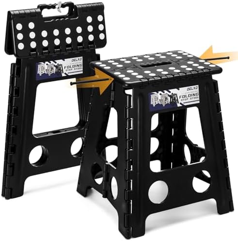 Delxo 16 Inch Folding Step Stool,Foldable Step Stool for Adults Black by Delxo