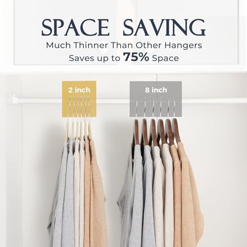 HOUSE DAY Beige Velvet Hangers 40 Pack, Non Slip Clothes Felt Hanger - Image 4