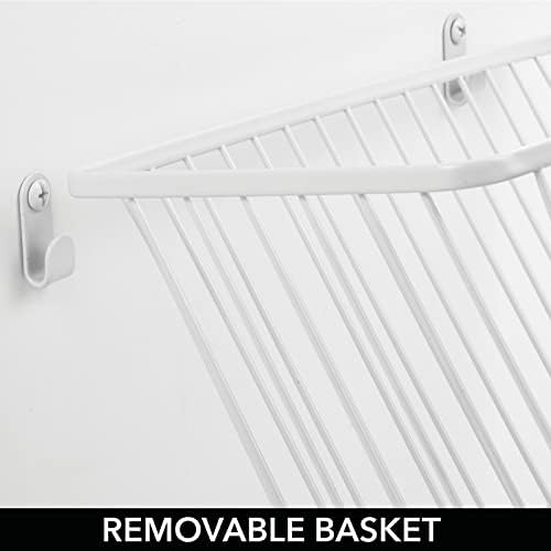 mDesign Small Metal Wire Wall Mounted Storage Organizer Basket Bin for Hanging in Kitchen, Garage, Entryway, Mudroom, Bedroom, Bathroom, Laundry Room - Unity Collection - 2 Pack - White - Image 6