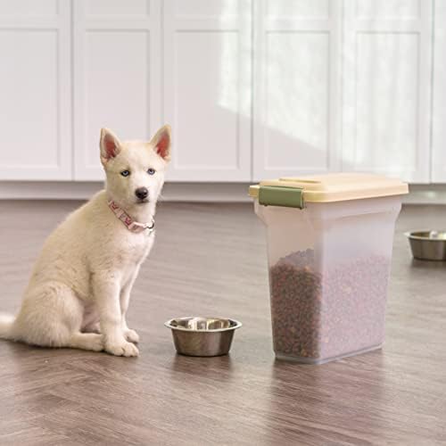 IRIS USA WeatherPro Airtight Dog Food Storage Container, Up to 13 lbs, for Dog Cat Bird and Other Pet Food Storage Bin, Pet Supplies, Keep Fresh, BPA Free, Clear/Almond (Pack of 2) - Image 3
