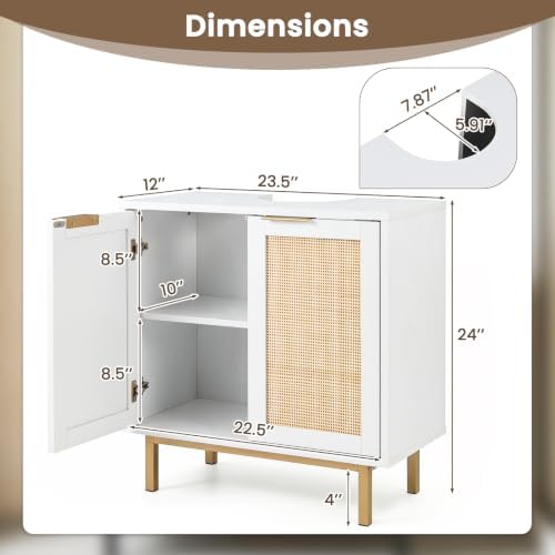 LOKO 24-Inch Under Sink Storage Cabinet, Bathroom Sink Cabinet (White) - Image 3