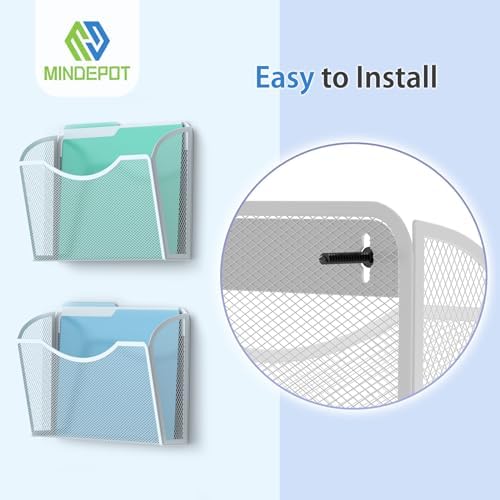 MINDEPOT Wall File Organizer, Hanging Wall File Holder, 1 Pack, White - Image 4