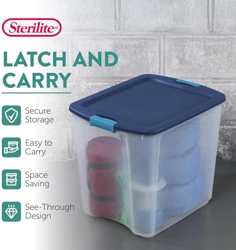 Sterilite 12-Pack Latch and Carry, Clear Plastic Storage Bins with Latching Lids and Full-Grip Handles, 27 Gallon - Image 3