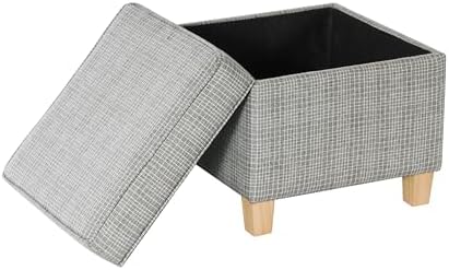 HomePop 18" Classic Square Storage Ottoman - Sage Mini Grid Pattern - Image 7