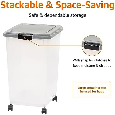 Amazon Basics Airtight Pet Food Storage Container with Scoop, BPA Free, Removable Wheels, 69 QT, Gray - Image 3