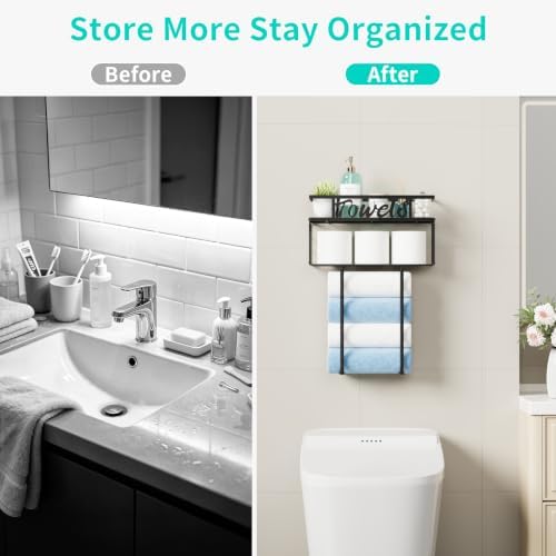 HapiRm Wall Towel Rack for Bathroom, Papper Towel Holder for Above Toilet - Image 3