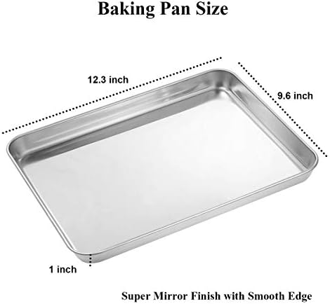 Wildone Baking Sheet with Rack Set [2 Sheets + 2 Racks], Stainless Steel Cookie Pan baking Tray with Cooling Rack, Size 12 x 10 x 1 Inch, Non Toxic & Heavy Duty & Easy Clean - Image 4