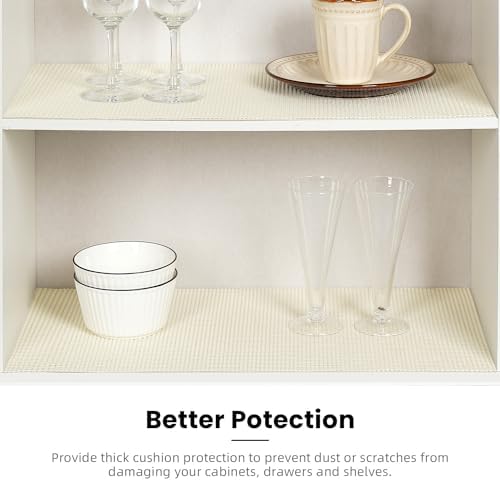 BAGAIL Drawer and Shelf Liner, Non Slip Cabinet Liner, 12" x10', Cream - Image 5
