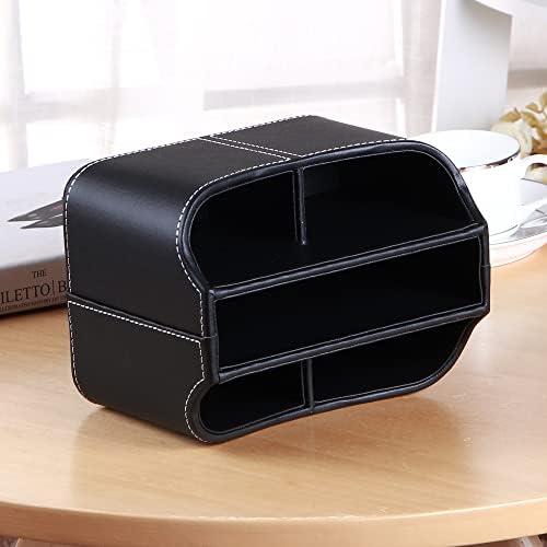 PU Leather 360° Rotatable Remote Control Holder,Nightstand TV Remote Caddy - Image 3