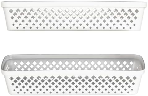 Glad Plastic Storage Basket Set - Multipurpose Drawer Trays, Kitchen Pantry Containers, and Bathroom Bins - 6 Pack Narrow Organizers, White - Image 4