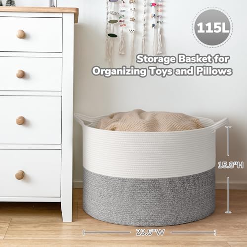 Goodpick Extra Large Woven Blanket Basket Living Room, Toy Bin,115L - Image 3