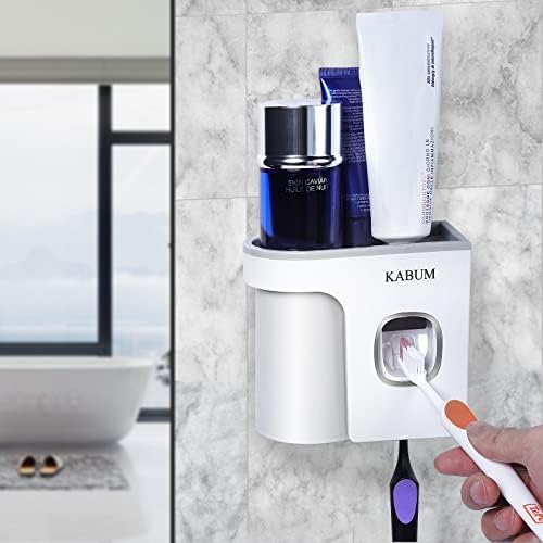 KABUM Toothbrush Holders for Bathrooms Toothpaste Dispenser, Grey by KABUM