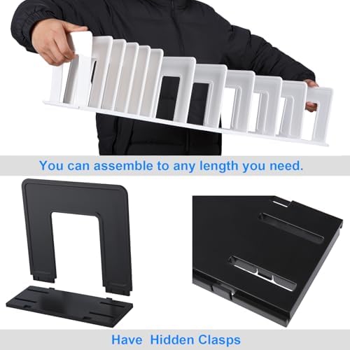 Adjustable Vertical File Sorter Sturdy Plastic Expandable Upright File Holder, Desktop Binder Organizer, Home School Office File Organizer Bookshelf Divider, Assemble Easily Endlessly, White - Image 6