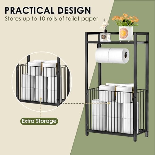 Freestanding Toilet Paper Holder with Storage Shelf - Larger Size - Image 5