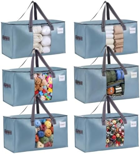 VENO Moving Bags, Wide Open Top, Clear Window, Light Blue, 6 Pack by Veno