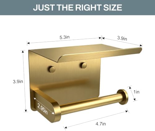 SetSail Toilet Paper Holder with Shelf Adhesive or Screw-in Gold - Image 3