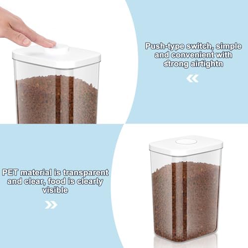 6 Lbs Airtight Dog Cat Pet Food Storage Container PopTop White 2Pack - Image 3