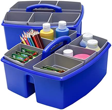 Storex Large Classroom Caddy with Cups, 13 x 11 x 6.575 Inches, Blue, Case of 2 (00985U02C) by Storex