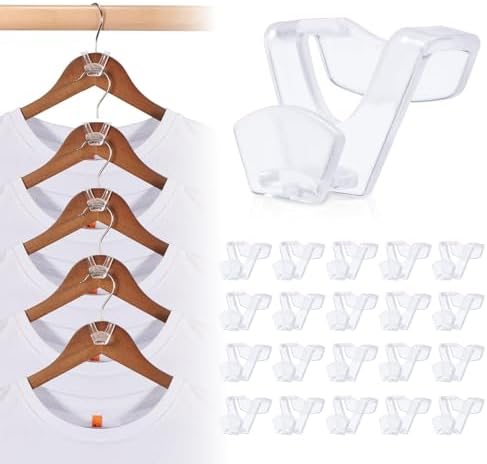 HOUSE DAY Space Saving Hangers 20 Pack, Clear Clothes Hanger Connector Hooks, Heavy Duty Hangers Space Saver, Premium College Dorm Room Essentials, Closet Organizers and Storage by HOUSEDAY