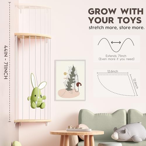Wood Stuffed Animal Storage, Adjustable Corner Toy Organizer Plushie Holder - Image 5