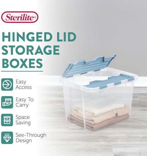 Sterilite Hinged Lid Storage Box Plastic Container, 30 Quart, 18-Pack - Image 3