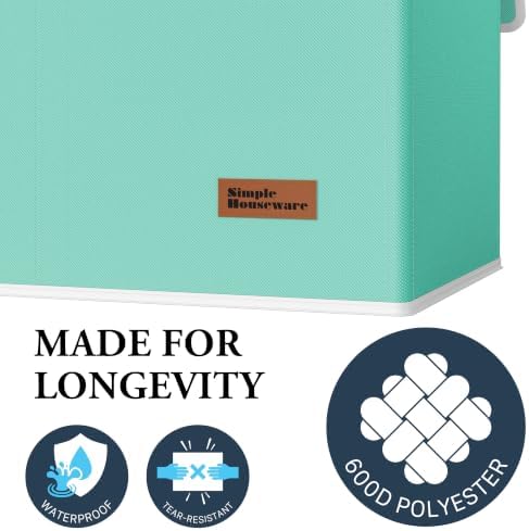 Simple Houseware Double Laundry Hamper with Lid & Removable Bags, Turquoise - Image 5