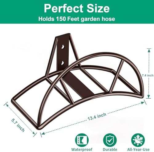 TomCare Garden Hose Holder Wall Mount, 150FT Capacity Water Hose Hanger - Image 5