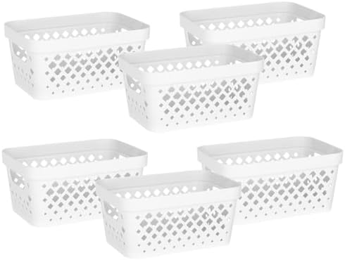Glad Plastic Baskets for Organizing, Set of 6 | Pantry Storage for Under Counter, Linen Closet, and Bathroom | Nesting Shelf Bins with Handles, 1 Gallon, White by GladTrashFoodStorage