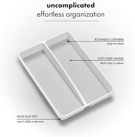 madesmart Small Utensil Tray, Multi Purpose Storage Organizer, Deep Storage for Ladles, Whisks & Serving Tools, Non Slip Lining, for Drawers & Home Organization, White, Mini Classic (Pack of 6) - Image 4