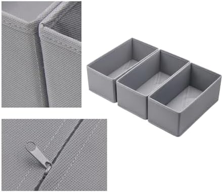 Small Foldable Fabric Drawer Organizer 3-Pack - 11" Breathable Closet & Dresser Storage Bins for Underwear, Socks, Baby Clothes & Bras, Grey - Image 3