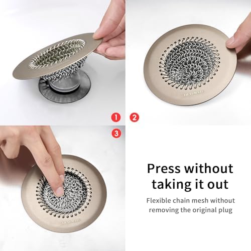 Reversible Shower Drain Hair Catcher, Prevent Clogging Bathtub Drain Cover, Fast Drainage & Easy Clean Tub Drain Hair Catcher for Regular & Pop-up Drain (Brown) - Image 5