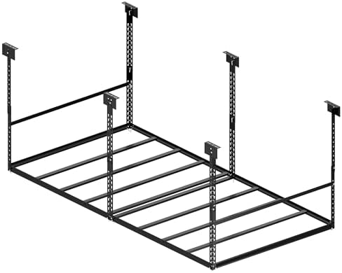 4x8 Ft Overhead Garage Storage Rack, 28-41 inch Height Adjustable Ceiling Mounted Organization Rack, 750 lbs Weight Capacity, 48"x96" Metal Rack for Garage Storage with Hanging Rods by STORKING