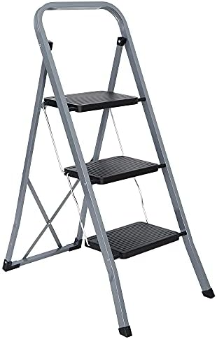 ZENY 3 Step Ladder Folding Step Stool with Wide Anti-Slip Pedal, Convenient Handgrip, Portable Steel Step Stool, 300 lbs Sturdy Steel Ladder for Household and Office by ZENY