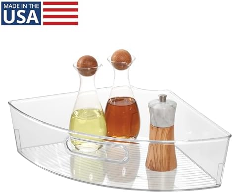 iDesign Clear Plastic 1/4 Wedge Bin, Corner Lazy Susan Cabinet Style - Image 2