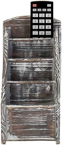 MyGift Torched Wood Remote Control Holder, 4-Compartment Tabletop Caddy - Image 6
