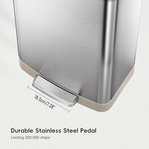 EKO Hudson Matte Stainless 75 Liter/20 Gallon Step Trash Can with Rear Trash Bag Storage Compartment - Image 5