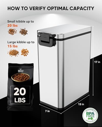Stainless Steel Dog Food Storage Container, 20lb/15lb Pet Food Bin - Image 4