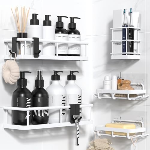 YASONIC Shower Caddy Adhesive, Rustproof Shower Organizer, Large Capacity Shower Shelves for Inside Shower, No Drilling Bathroom Organizers and Storage for Home Decor by YASONIC