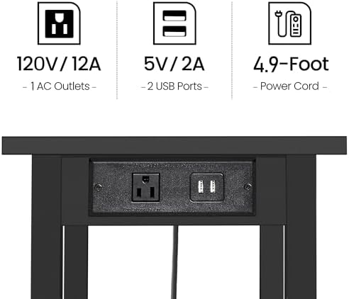 TUTOTAK Printer Stand, 2 Tier Rolling Printer Cart with Charging Station - Image 4