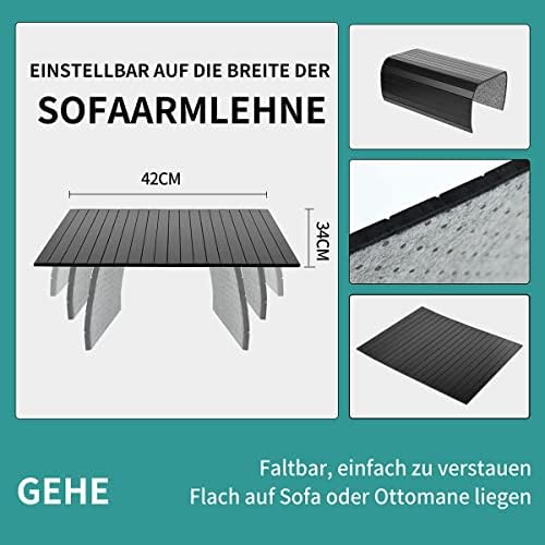 GEHE Sofa Arm Tray Table - Flexible/Foldable Couch Arm Table Perfect for Drink & Snacks (16.5" L x 13.25" W x 0.4" H, Black) - Image 5