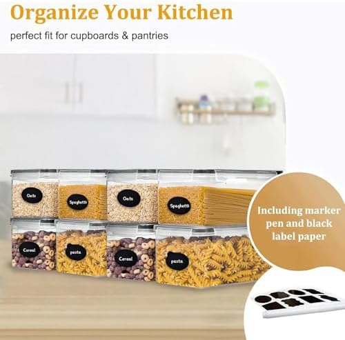 8pc 3.2L Airtight Canisters with Lids, Kitchen Dry Pantry Storage - Image 3