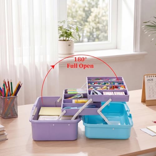 BTSKY 3-Layer Plastic Dividing Storage Box Craft Organizer and Storage - Image 2