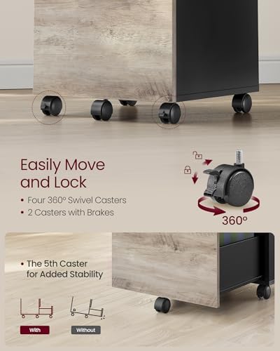 VASAGLE 2-Drawer File Cabinet, Small Rolling Filing Cabinet - Image 6