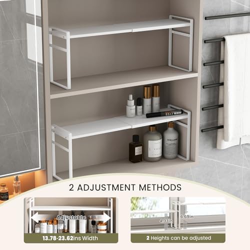 Expandable Medicine Cabinet Organizer, White - Image 4