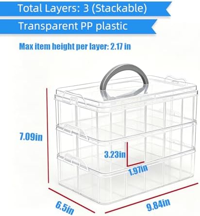 2Pack 3-Tier Stackable Storage Box, 30 Adjustable Compartments Organizer - Image 2