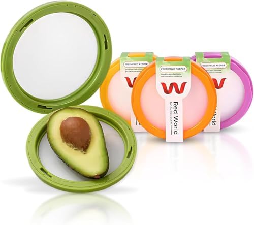 Avocado Saver and Onion Storage - Avocado Keeper Tomato Saver 4-Piece Set Silicone Food Storage Containers & Lemon Garlic Potatoes Saver - Reusable Fruit and Vegetable Storage Containers for Fridge by RED+WORLD