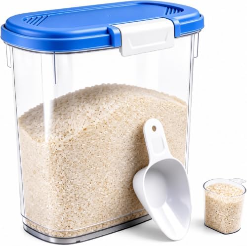 Large Rice Storage Container 15-20 Lbs, Tall Flour Container Dry Food Bin by WBKTOOL