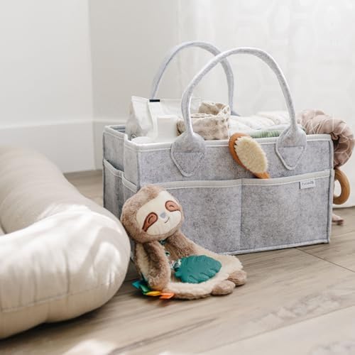 PUTSKA Baby Diaper Caddy Organizer, Felt Nursery Basket, Gray, Regular - Image 5